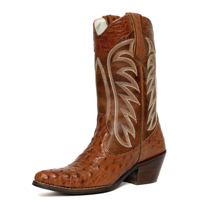 Women's Pointed Toe Boot in Full Ostrich Leather Garruti