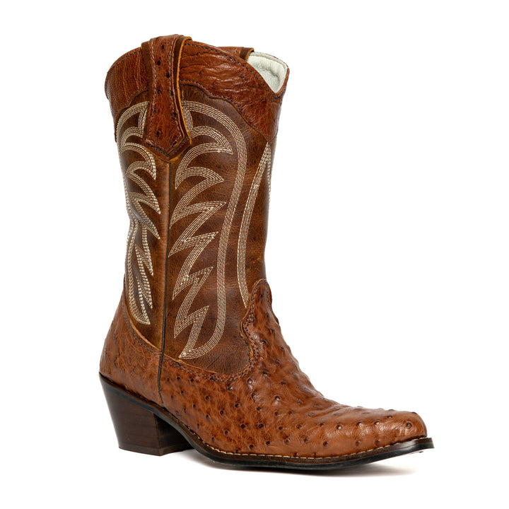 Women's Pointed Toe Boot in Full Ostrich Leather Garruti
