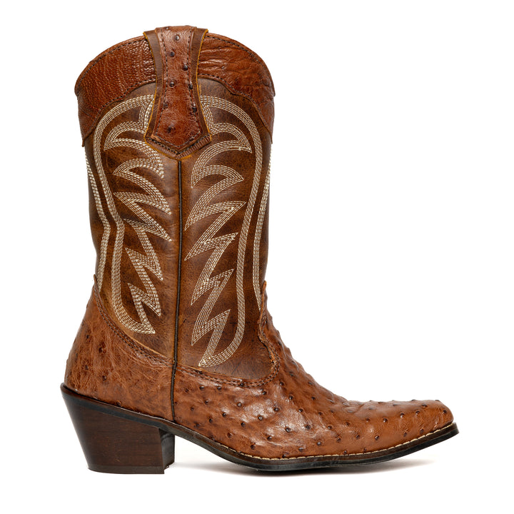 Women's Pointed Toe Boot in Full Ostrich Leather Garruti