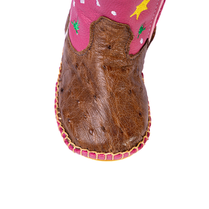 Children's Country Boot in Baby Pink Pinhão Ostrich Leather