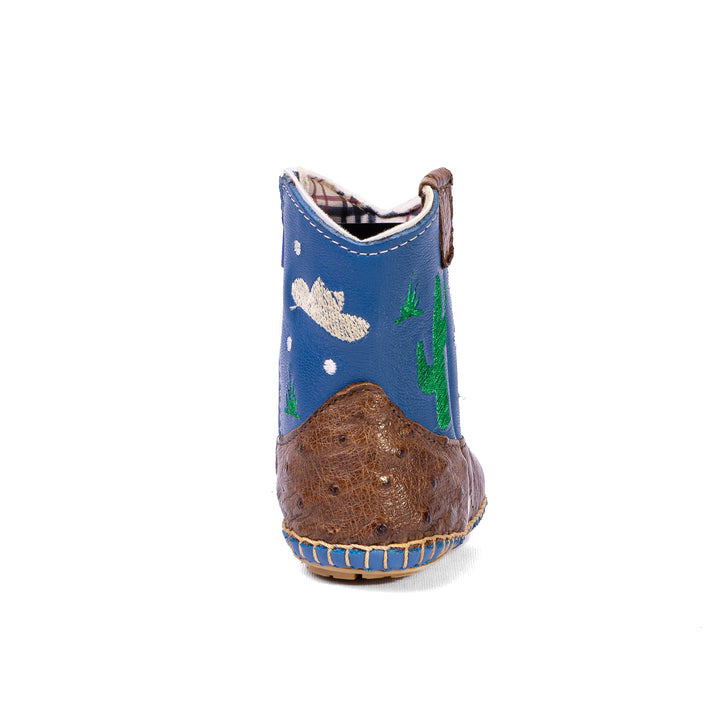 Children's Country Boot in Ostrich Leather Baby Pinhão Blue
