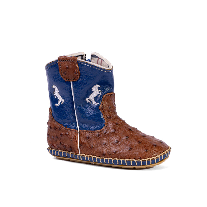Children's Country Boot in Baby Caramel Pinhão Ostrich Leather