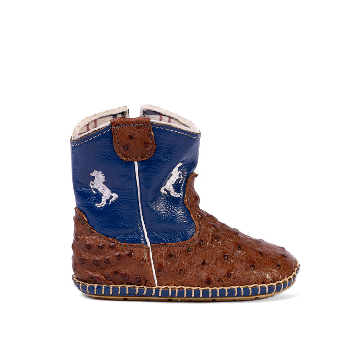 Children's Country Boot in Baby Caramel Pinhão Ostrich Leather