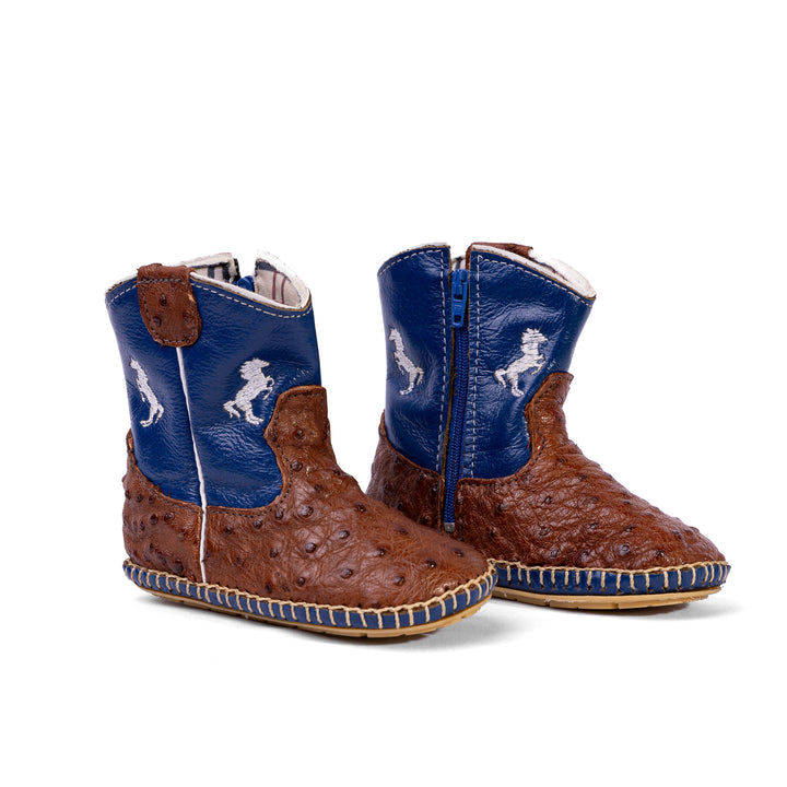 Children's Country Boot in Baby Caramel Pinhão Ostrich Leather