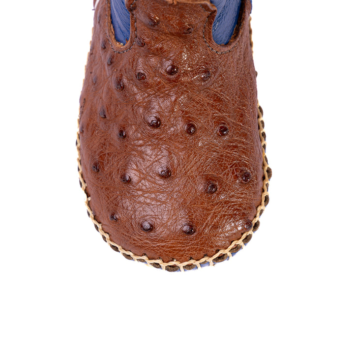 Children's Country Boot in Baby Caramel Pinhão Ostrich Leather