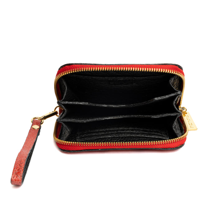 Women's Wallet in Red Ostrich Cinnamon Leather
