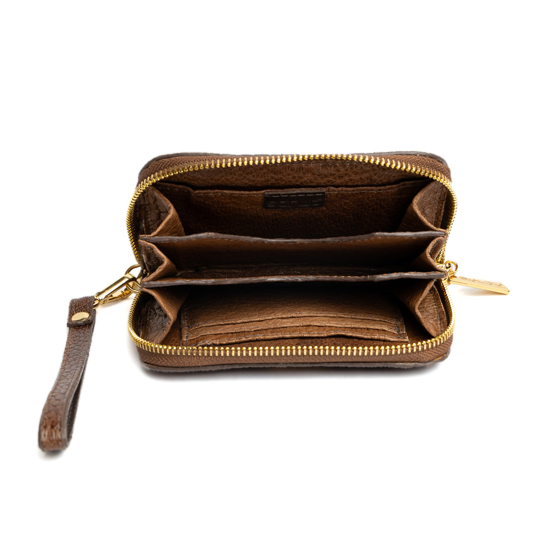 Women's Wallet in Tobacco Ostrich Cinnamon Leather