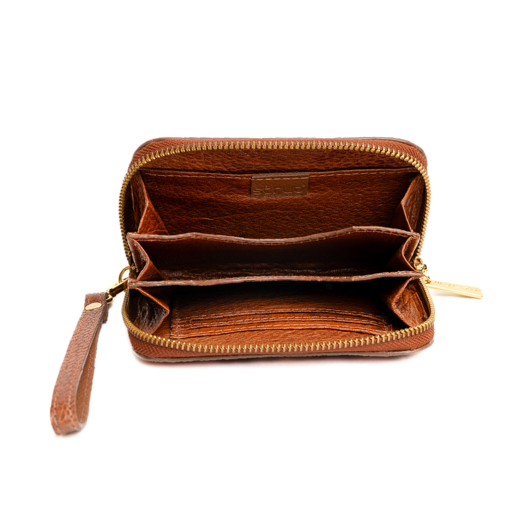 Women's Wallet in Whisky Ostrich Cinnamon Leather