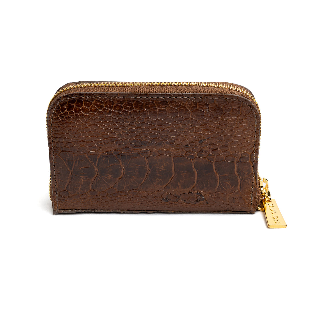 Women's Wallet in Tobacco Ostrich Cinnamon Leather