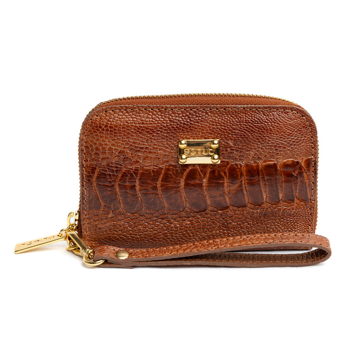 Women's Wallet in Whisky Ostrich Cinnamon Leather