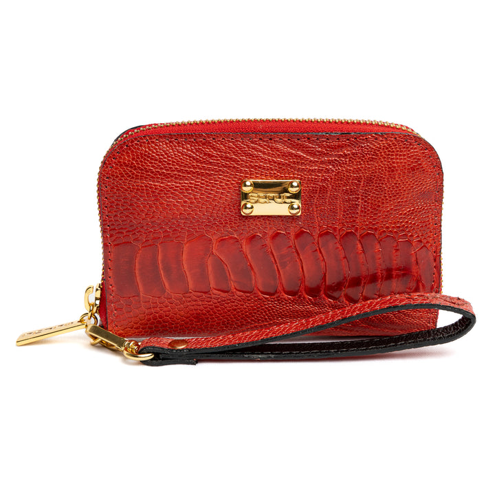Women's Wallet in Red Ostrich Cinnamon Leather