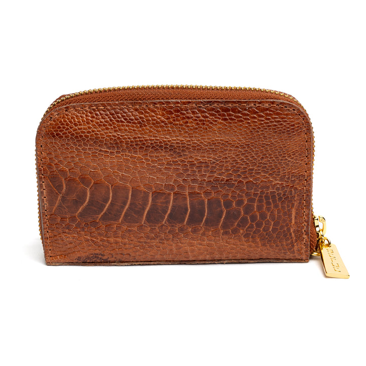 Women's Wallet in Whisky Ostrich Cinnamon Leather