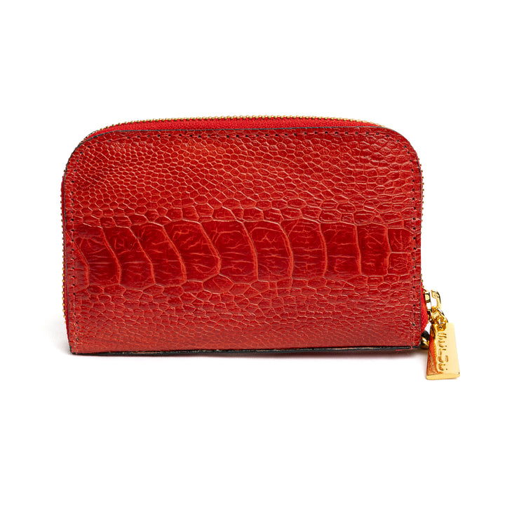 Women's Wallet in Red Ostrich Cinnamon Leather