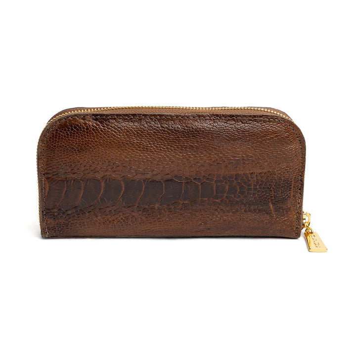 Women's Wallet in Genuine Ostrich Cinnamon Leather Tobacco