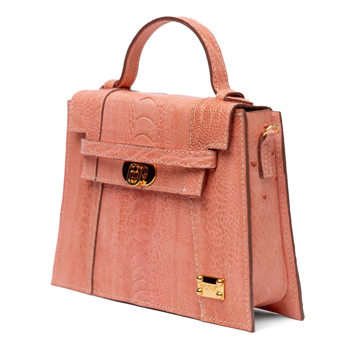 Bolsa Mini em Couro de Canela de Avestruz Strut Rosa - Strut
