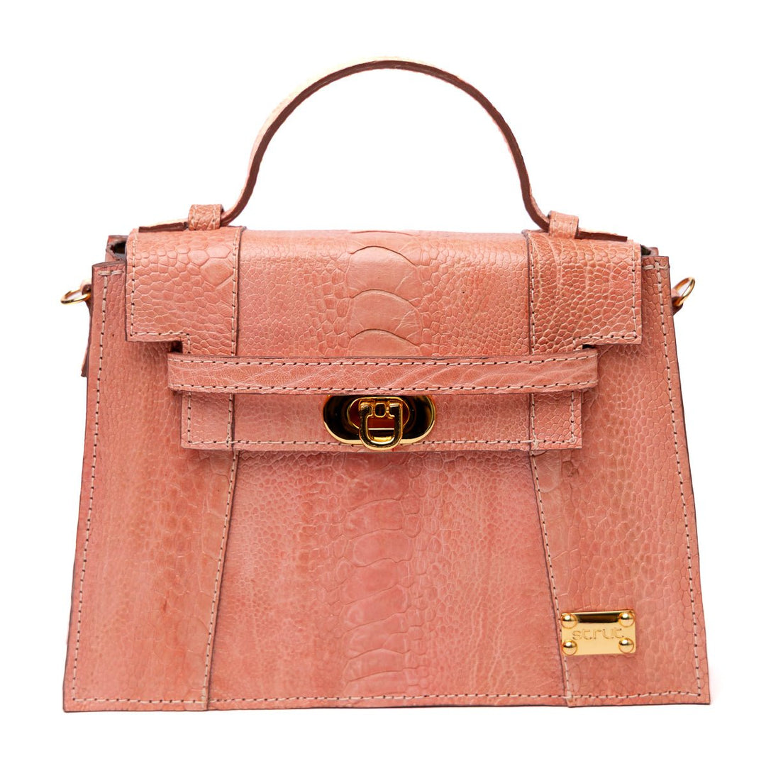 Bolsa Mini em Couro de Canela de Avestruz Strut Rosa - Strut