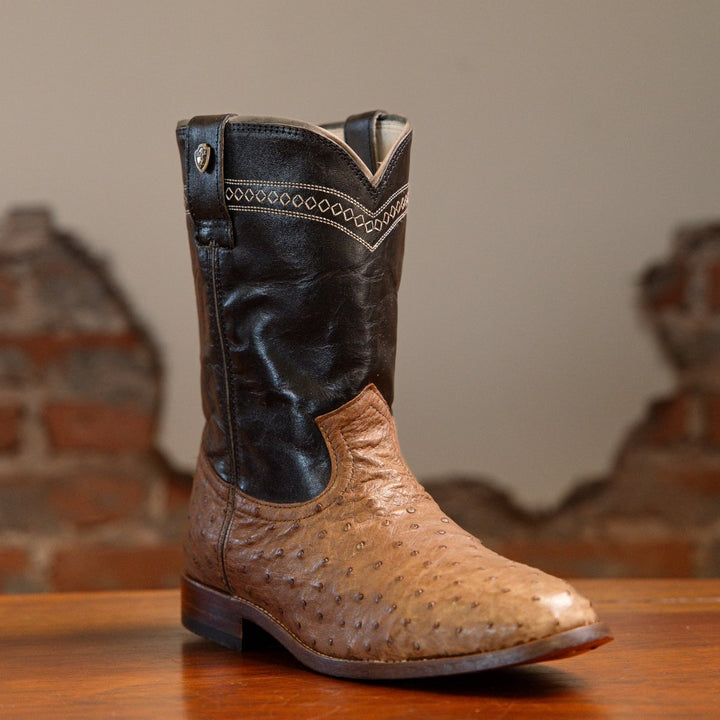 Bota Couro De Avestruz Cano Médio Solado Couro - Strut