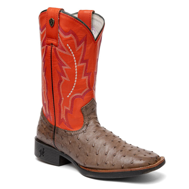 Bota Couro De Avestruz Legitimo Bico Quadrado - Strut