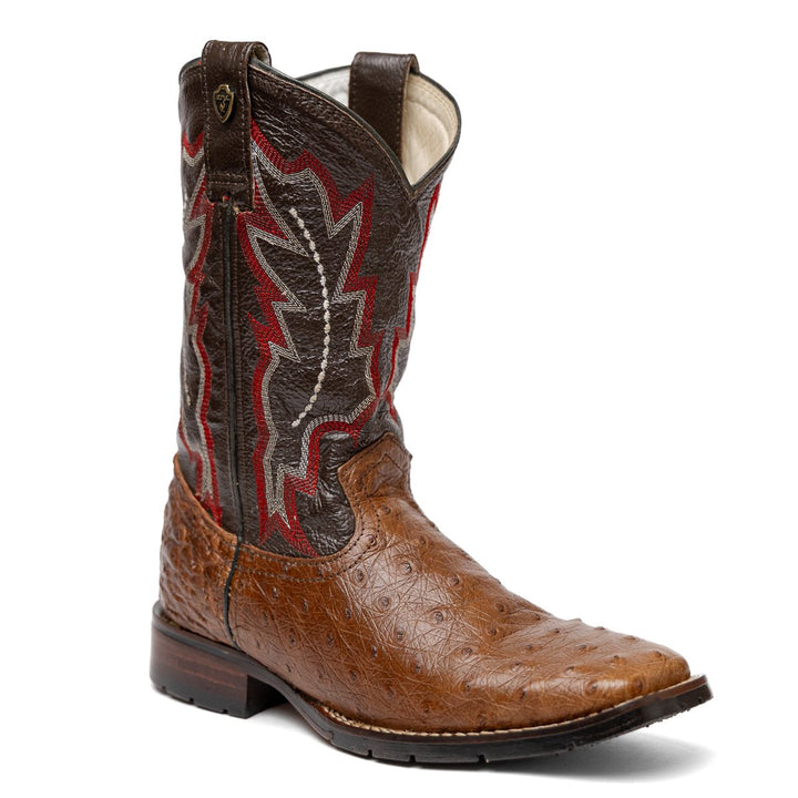 Bota Couro De Avestruz Legitimo Bico Quadrado - Strut