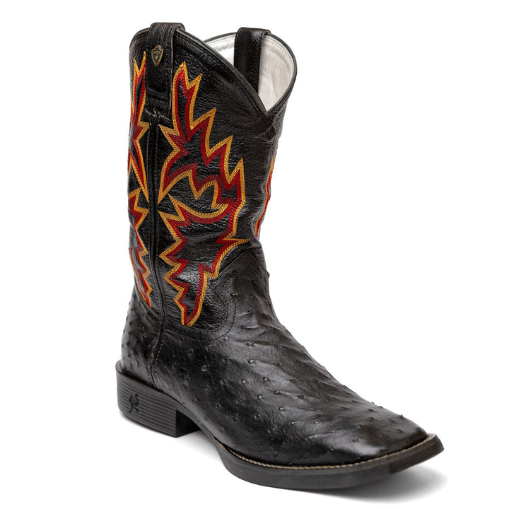 Bota Couro De Avestruz Legitimo Bico Quadrado - Strut