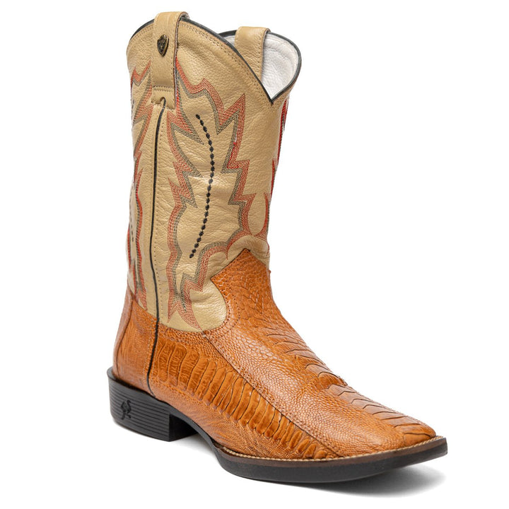 Bota Couro De Avestruz Legitimo Bico Quadrado - Strut