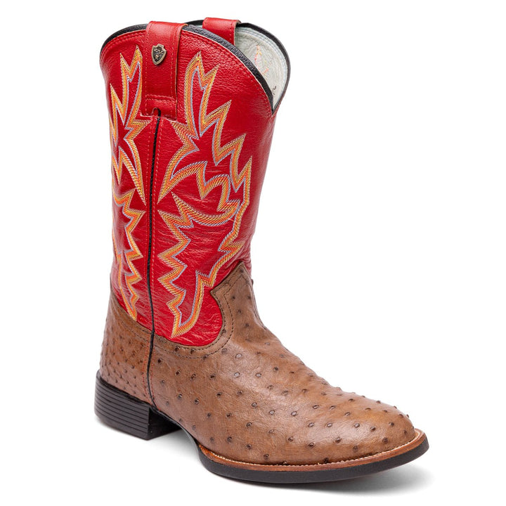 Bota Couro De Avestruz Legitimo Bico Redondo - Strut