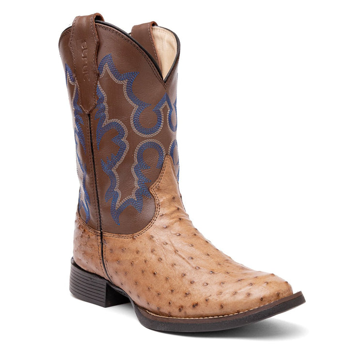 Bota Couro De Avestruz Legitimo Bico Redondo - Strut