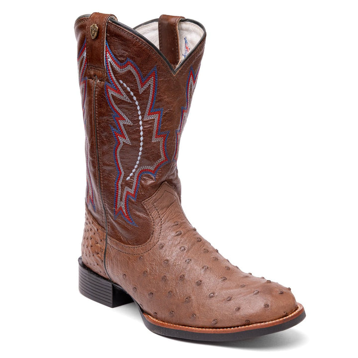 Bota Couro De Avestruz Legitimo Bico Redondo - Strut