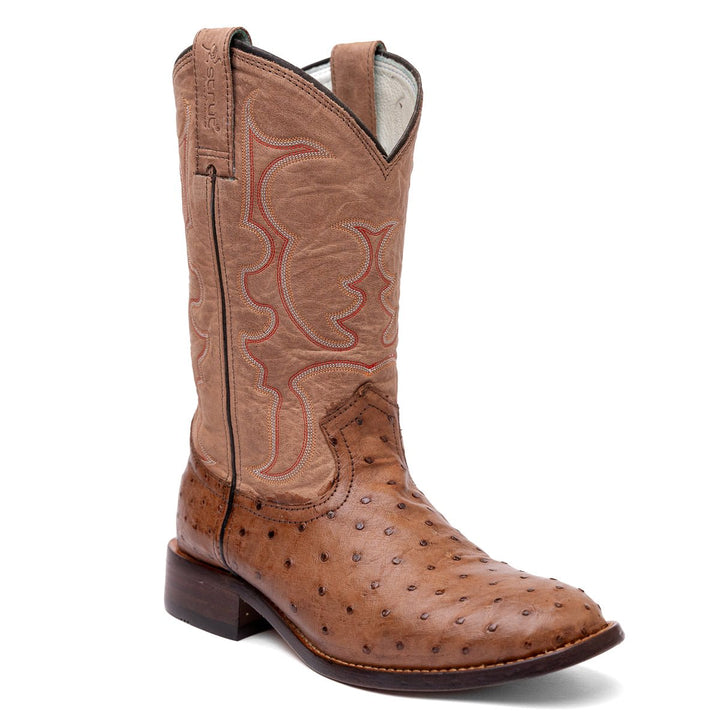Bota Couro De Avestruz Legitimo Bico Redondo - Strut