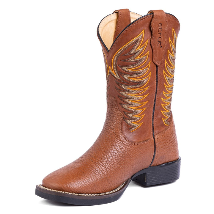 Bota em Couro Bovino com Cano Bordado Caramelo - Strut