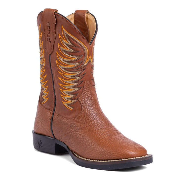 Bota em Couro Bovino com Cano Bordado Caramelo - Strut