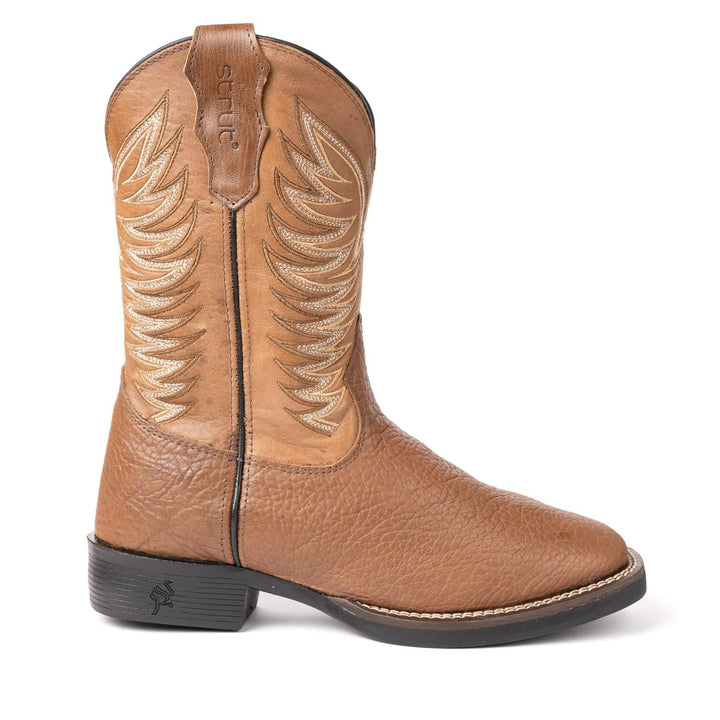 Bota em Couro Bovino com Cano Bordado e Bico Quadrado - Strut