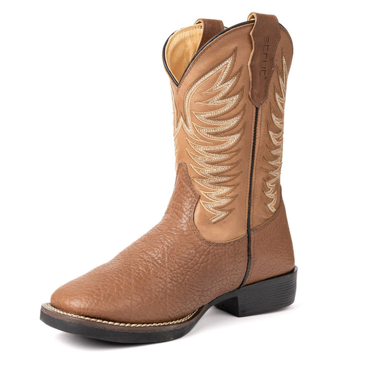 Bota em Couro Bovino com Cano Bordado e Bico Quadrado - Strut