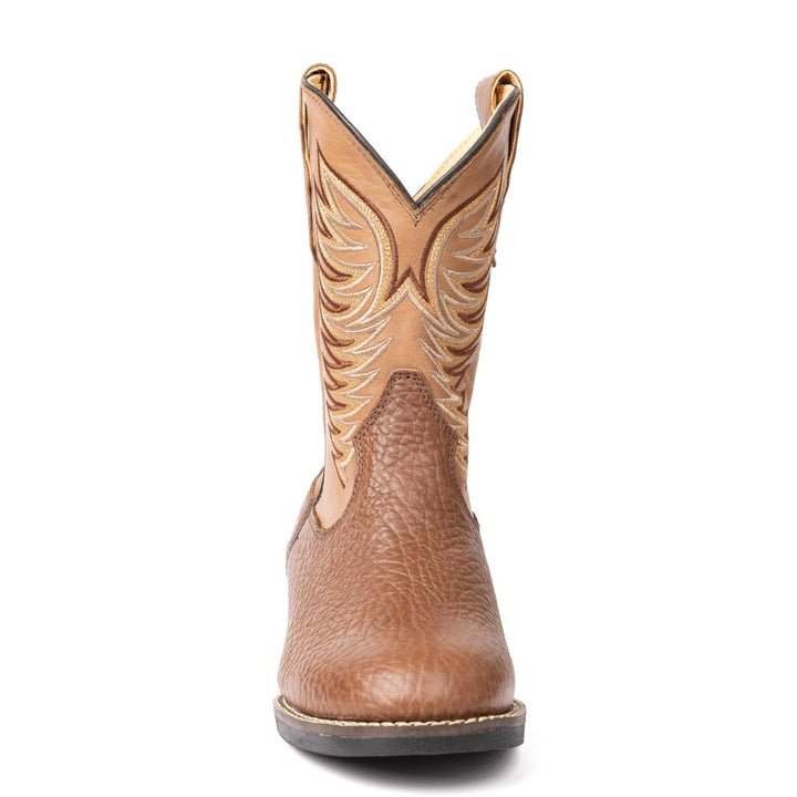 Bota em Couro Bovino com Cano Bordado e Bico Redondo - Strut