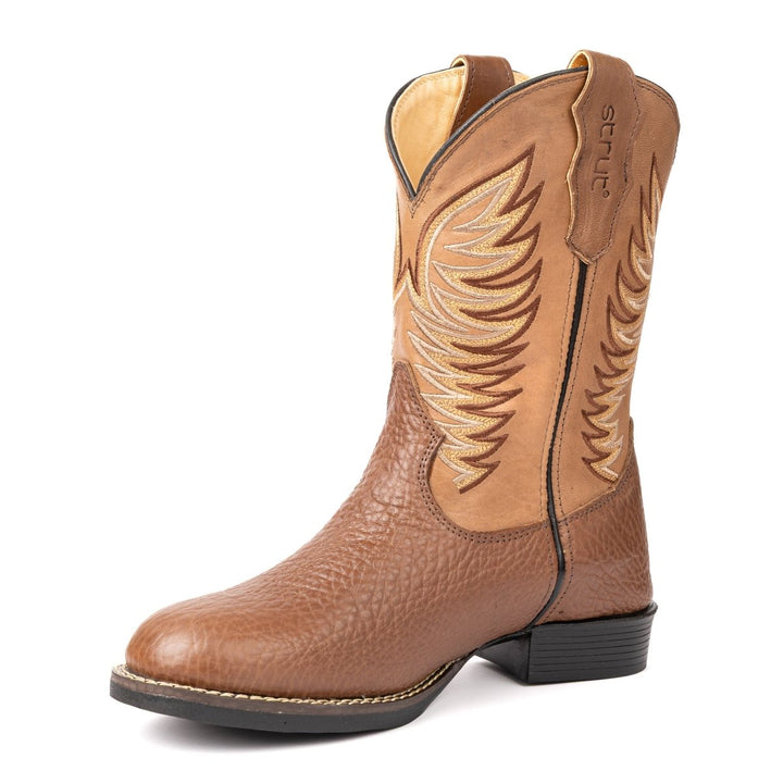 Bota em Couro Bovino com Cano Bordado e Bico Redondo - Strut