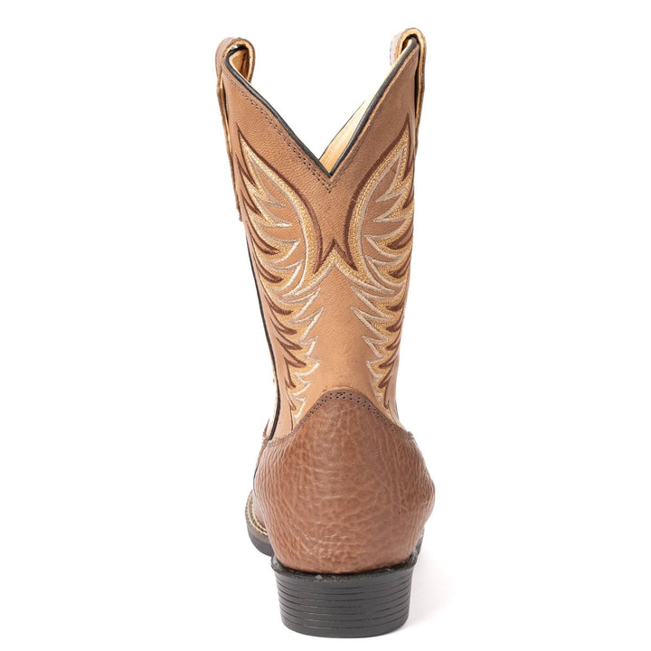 Bota em Couro Bovino com Cano Bordado e Bico Redondo - Strut