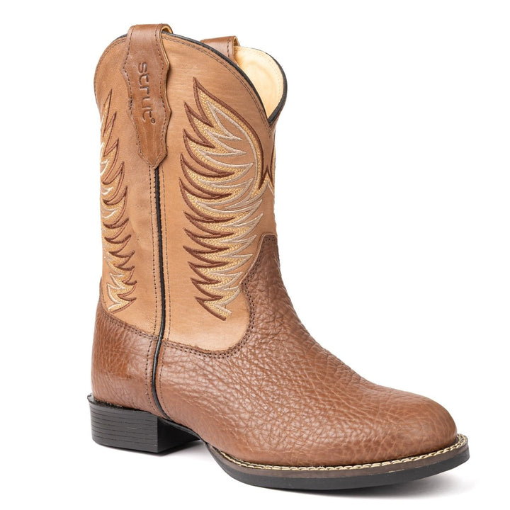 Bota em Couro Bovino com Cano Bordado e Bico Redondo - Strut