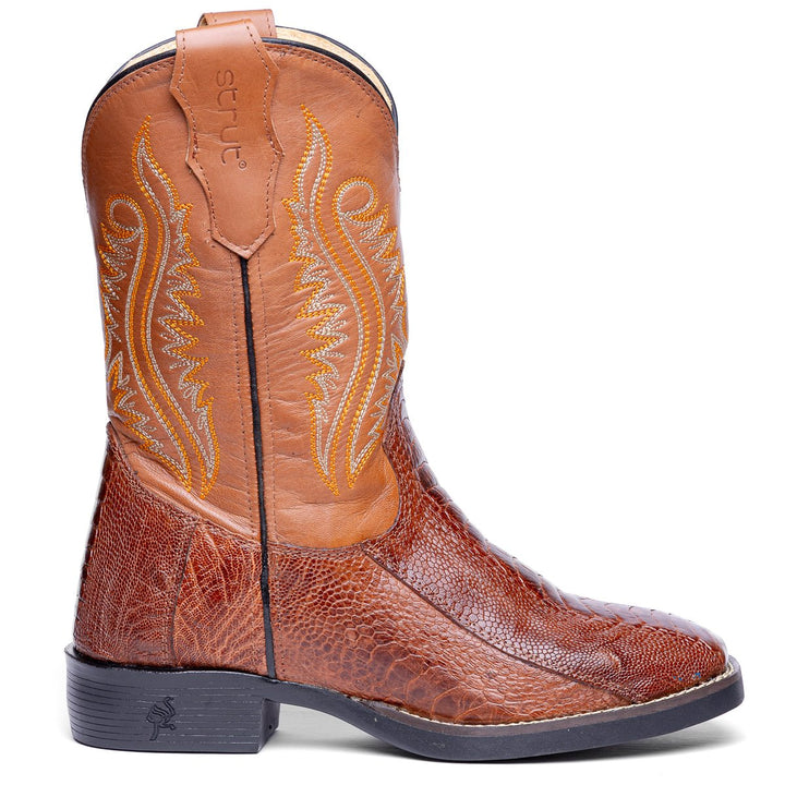 Bota Masculina Strut em Couro de Canela Cano Bordado - Caramelo - Strut