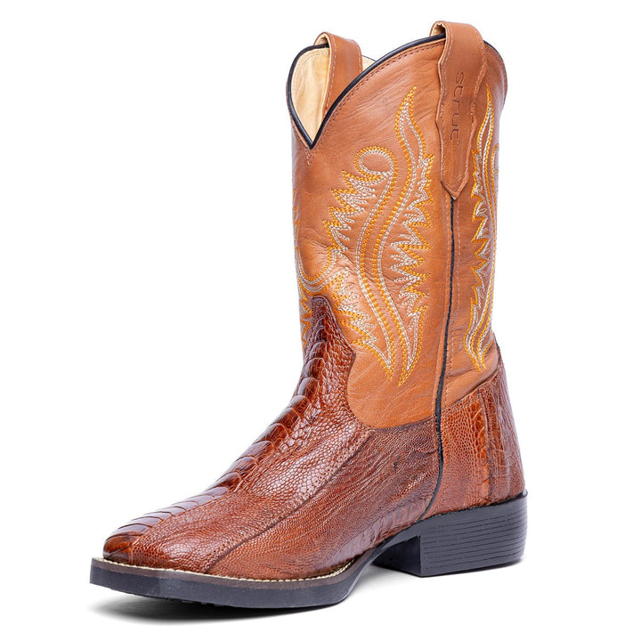 Bota Masculina Strut em Couro de Canela Cano Bordado - Caramelo - Strut