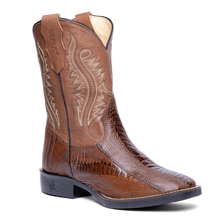 Bota Masculina Strut em Couro de Canela Cano Bordado - Tabaco - Strut