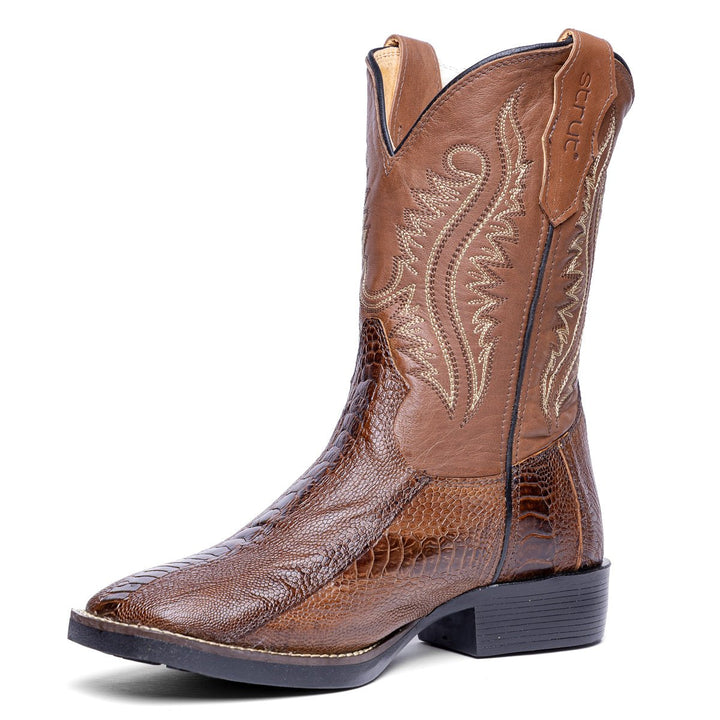 Bota Masculina Strut em Couro de Canela Cano Bordado - Tabaco - Strut