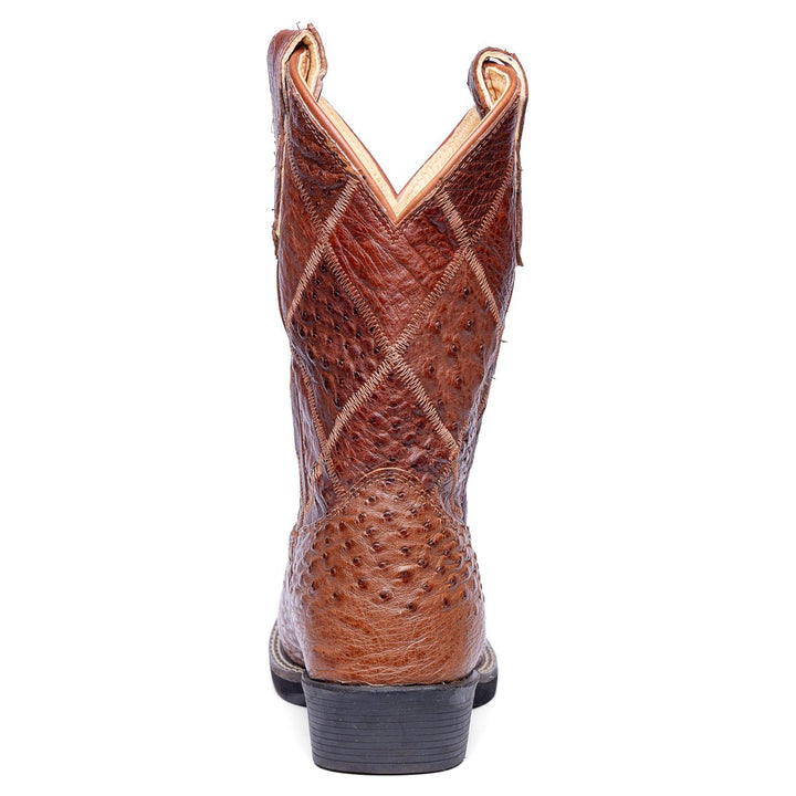 Bota Masculina Strut ST011 Em Couro De Avestruz Liso - Caramelo - Strut