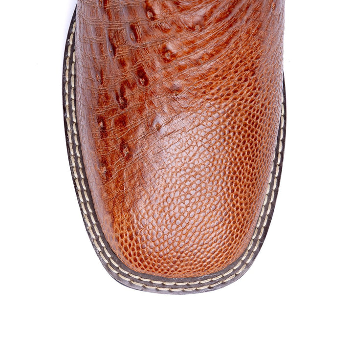 Bota Masculina Strut ST011 Em Couro De Avestruz Liso - Caramelo - Strut