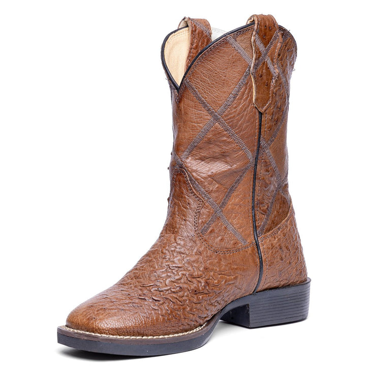 Bota Masculina Strut ST011 Em Couro De Avestruz Liso - Tabaco - Strut