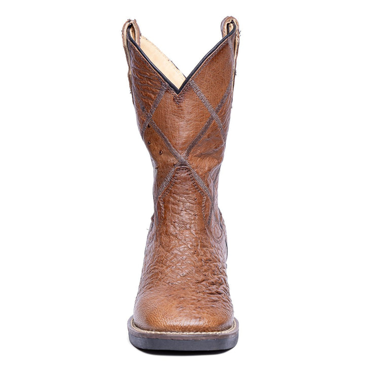 Bota Masculina Strut ST011 Em Couro De Avestruz Liso - Tabaco - Strut