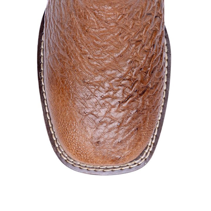 Bota Masculina Strut ST011 Em Couro De Avestruz Liso - Tabaco - Strut