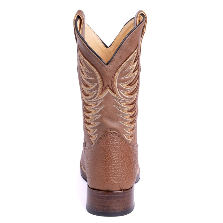 Bota Strut Em Couro Bovino e Solado de Couro Bico Quadrado - Strut