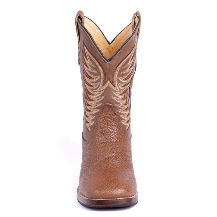 Bota Strut Em Couro Bovino e Solado de Couro Bico Quadrado - Strut