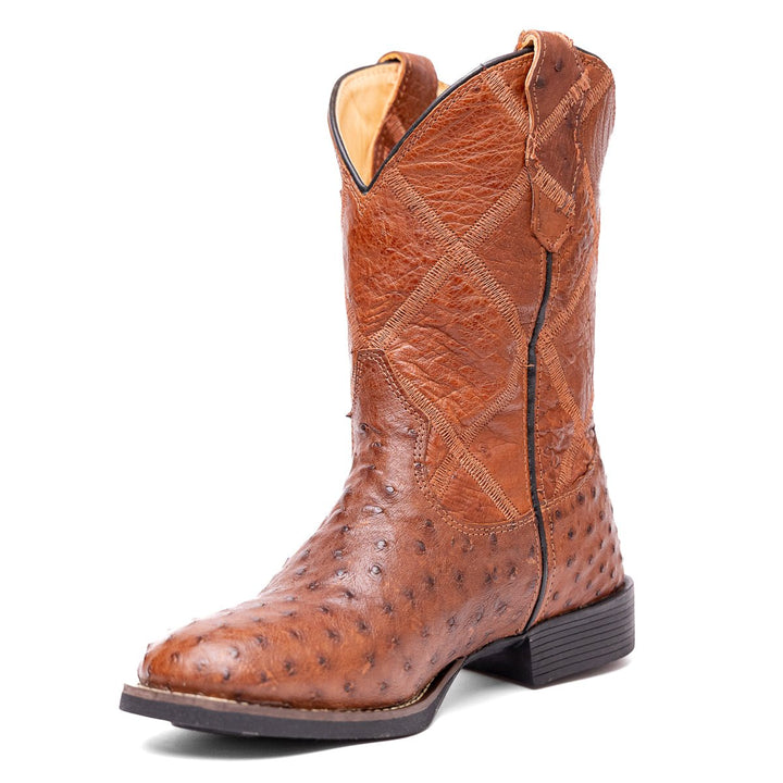 Bota Strut Masculina Couro De Avestruz Cheio St009 Caramelo - Strut