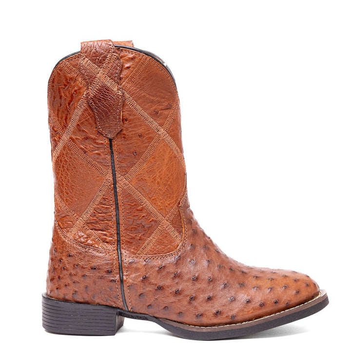Bota Strut Masculina Couro De Avestruz Cheio St009 Caramelo - Strut